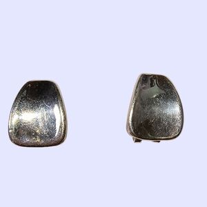 Vintage Israel Sterling Silver Modernist Earrings With Omega Backs